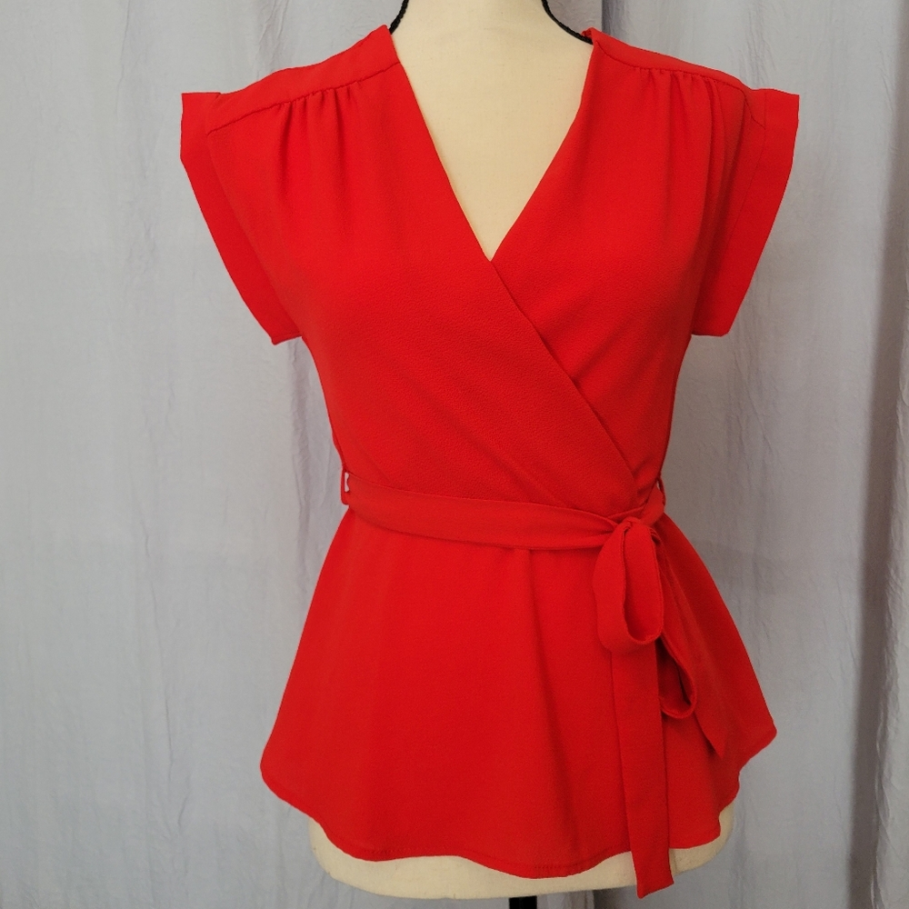Women's Red Wrap Top